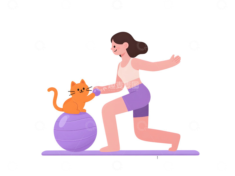 高清大图下载【趣麦麦图】瑜伽运动人物插画5