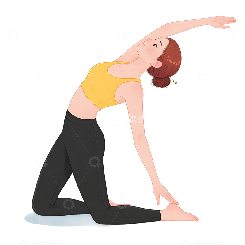 高清大图下载【趣麦麦图】瑜伽运动人物插画3