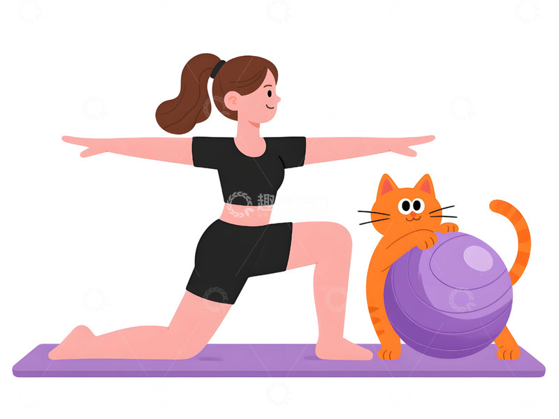 高清大图下载【趣麦麦图】瑜伽运动人物插画10