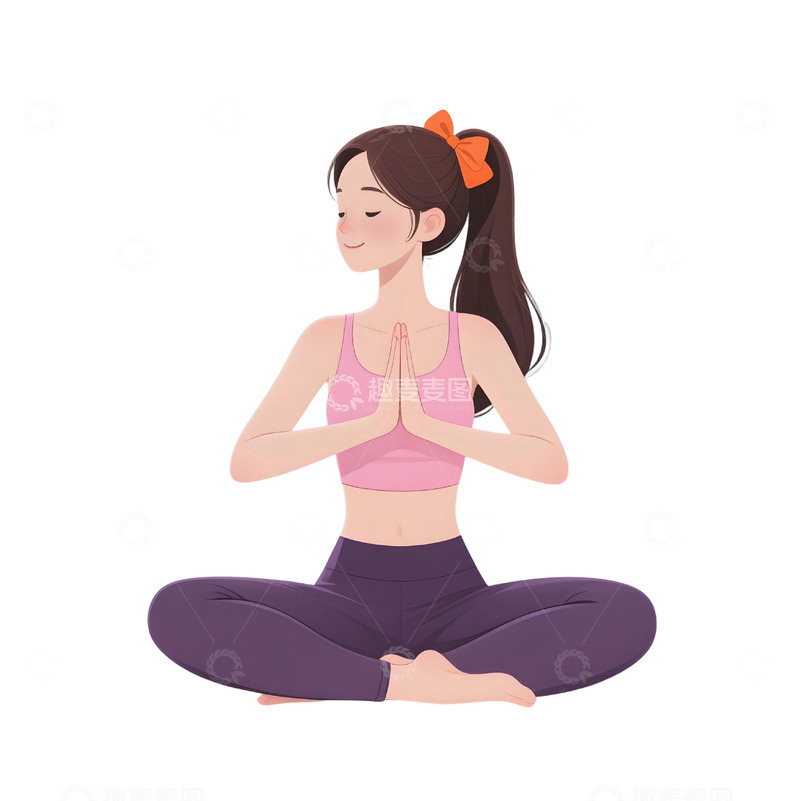 高清大图下载【趣麦麦图】瑜伽运动人物插画921