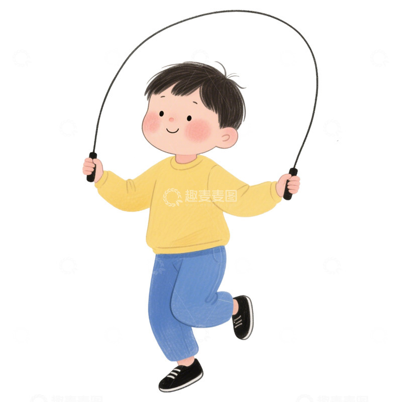高清大图下载【趣麦麦图】卡通可爱小朋友跳绳免抠元素12345