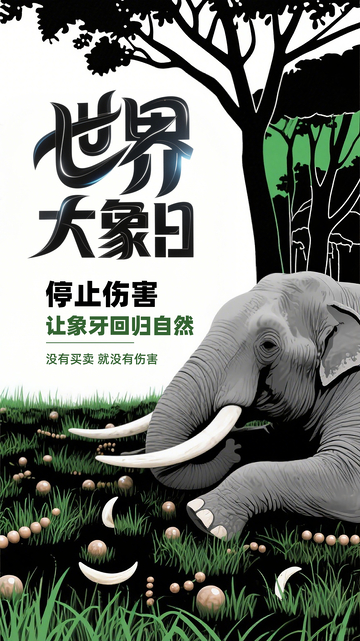 世界大象日宣传海报素材保护大象