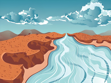 大运河蓝色插画