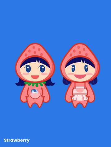 草莓水果小女孩卡通插画IP