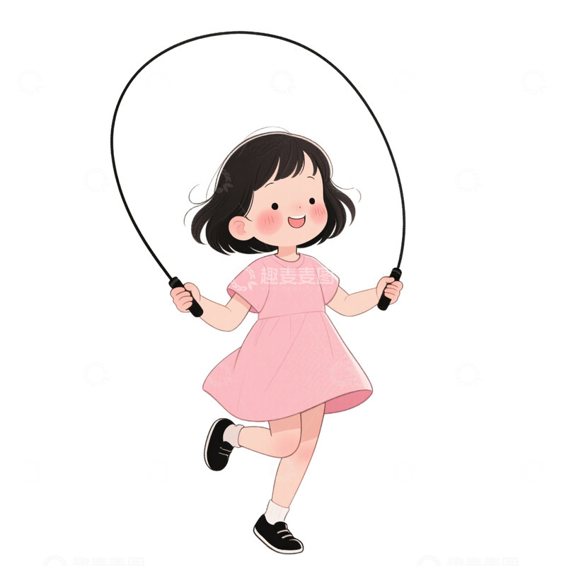 高清大图下载【趣麦麦图】卡通可爱小朋友跳绳免抠元素1