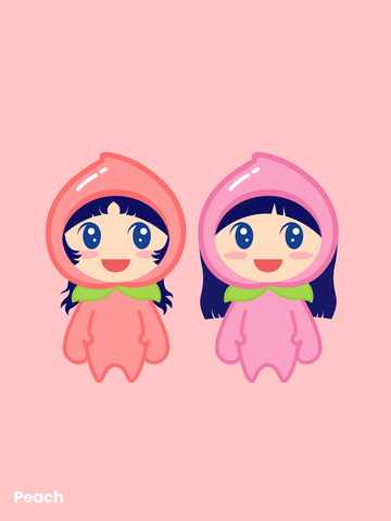 水蜜桃水果小女孩卡通插画IP