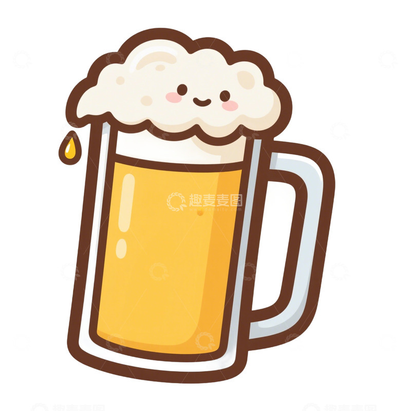 高清大图下载【趣麦麦图】卡通手绘夏日啤酒免抠元素1