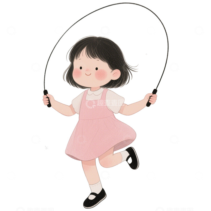 高清大图下载【趣麦麦图】卡通可爱小朋友跳绳免抠元素