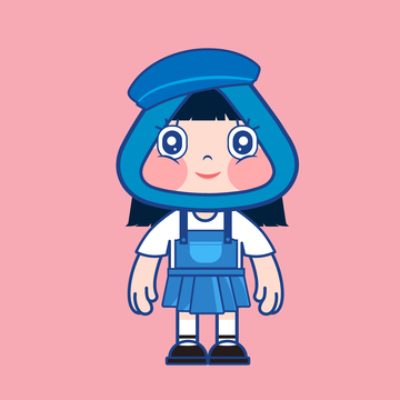 穿蓝色裙子的小女孩插画IP