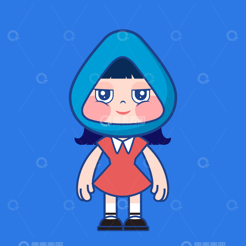 穿红色裙子的小女孩插画IP