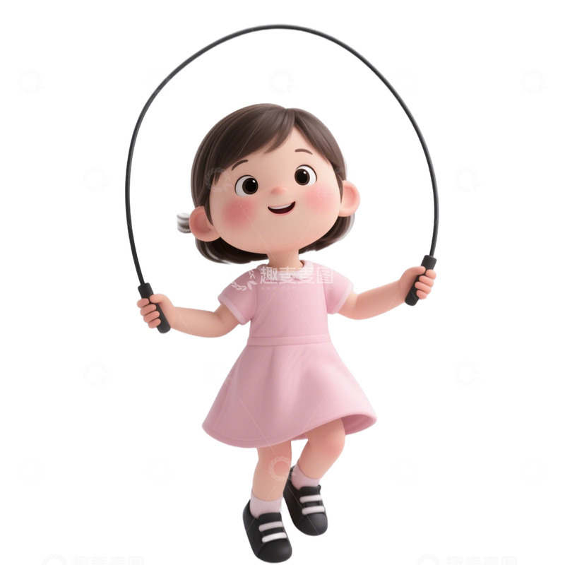 高清大图下载【趣麦麦图】卡通可爱小朋友跳绳免抠元素123