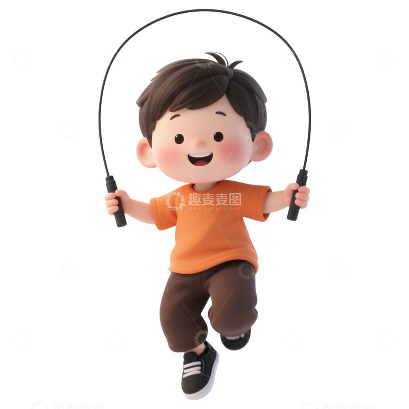 高清大图下载【趣麦麦图】卡通可爱小朋友跳绳免抠元素12