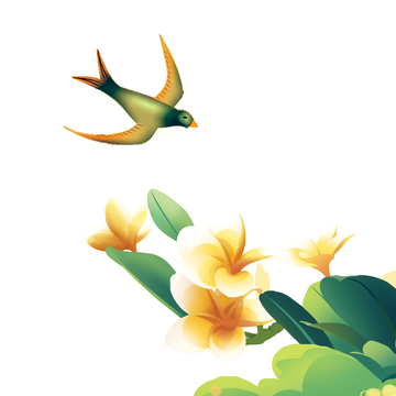 小暑大暑夏天花朵花卉绿叶飞鸟燕子