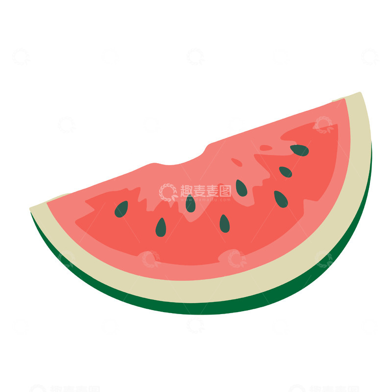 西瓜插画的夏日清新