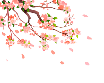 彩绘卡通花朵桃花花枝树枝树干花瓣