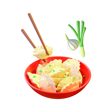 冬至水饺馄饨大蒜香葱筷子碗