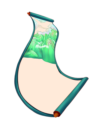 夏天小暑大暑卷轴画轴山石卷云