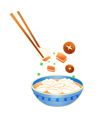 冬至饺子水饺香菇葱花碗筷美食