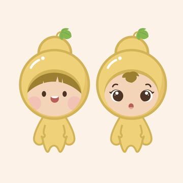 男女儿童卡通插画偏平简单头像