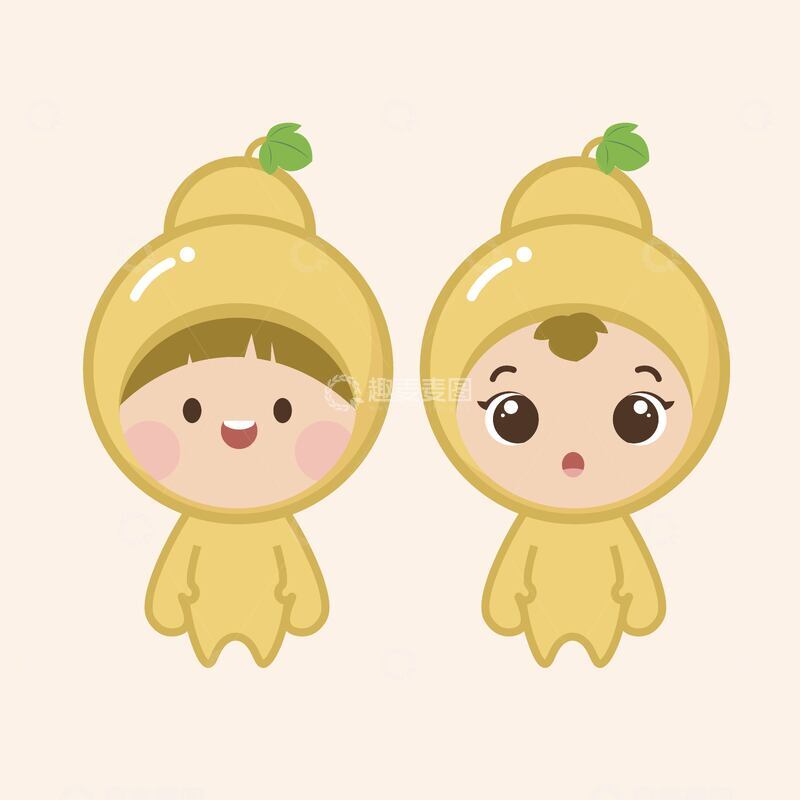 源文件下载【趣麦麦图】男女儿童卡通插画偏平简单头像