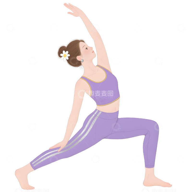高清大图下载【趣麦麦图】瑜伽运动人物插画722