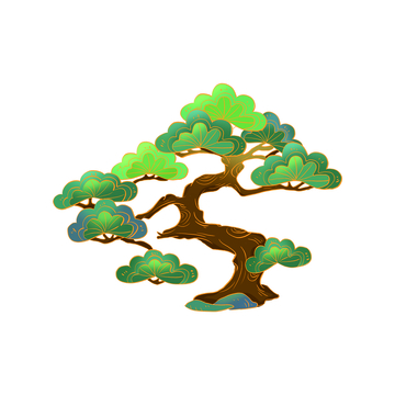 彩绘卡通植树节松树树木树枝树干