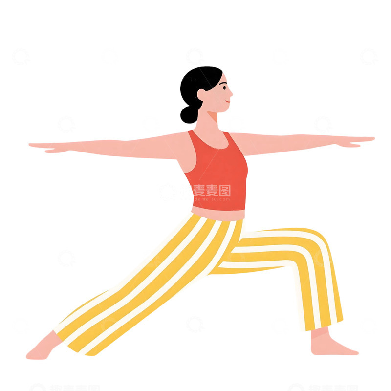 高清大图下载【趣麦麦图】瑜伽运动人物插画122