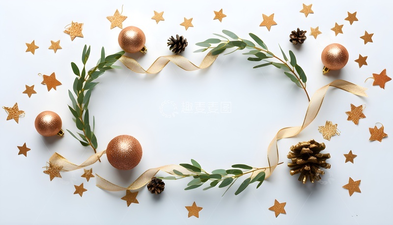 高清大图下载【趣麦麦图】金色圣诞装饰组合背景