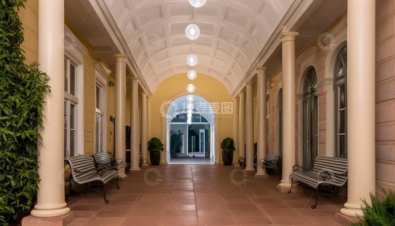 高清大图下载【趣麦麦图】欧式走廊的光影与建筑美学