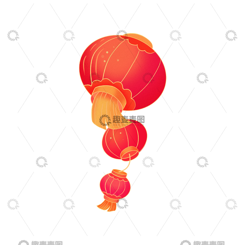 源文件下载【趣麦麦图】元旦春节新年红灯笼花灯灯彩