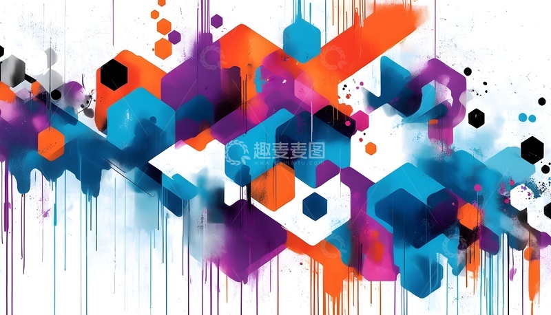 高清大图下载【趣麦麦图】抽象几何色彩创意装饰画