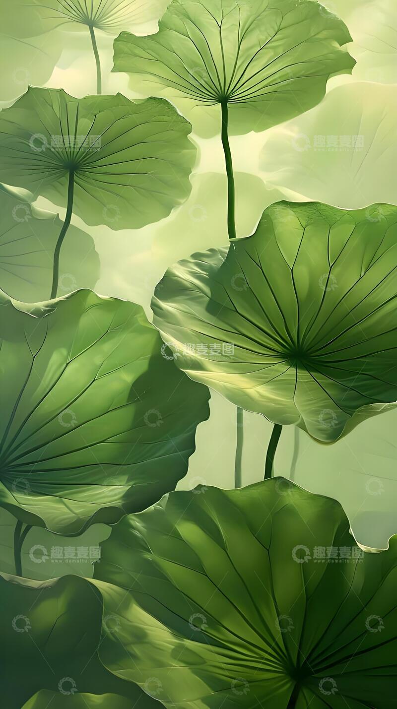 高清大图下载【趣麦麦图】夏天治愈系荷叶素材