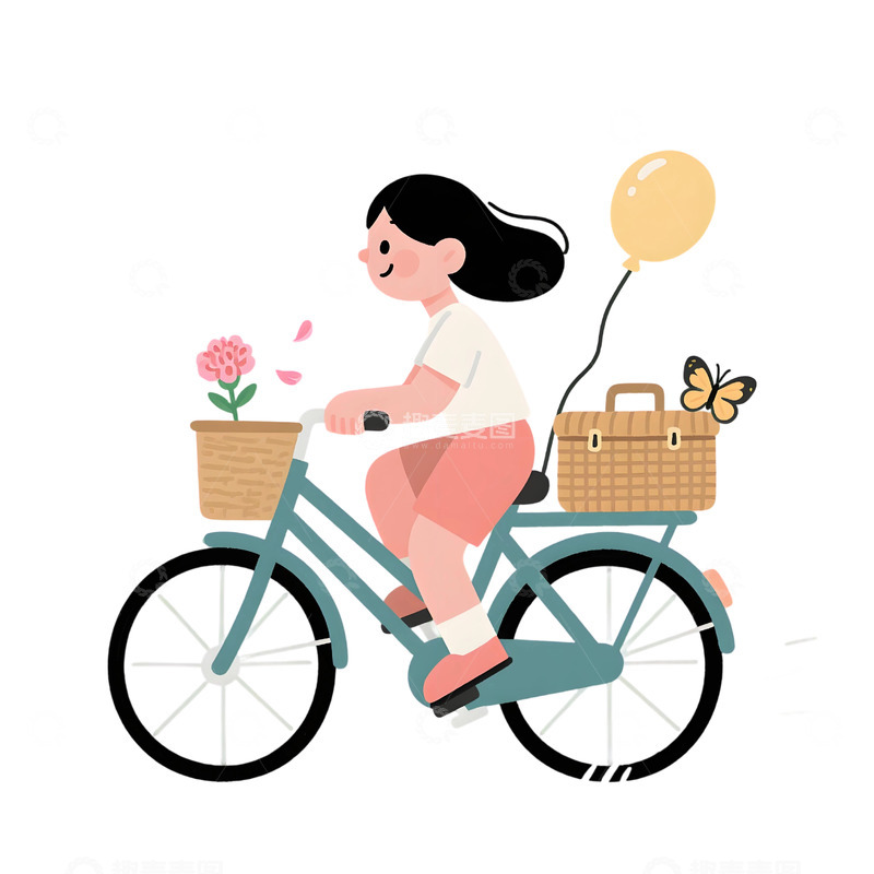 高清大图下载【趣麦麦图】女孩骑行插画素材71