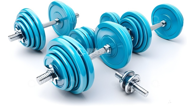高清大图下载【趣麦麦图】蓝色哑铃健身器材特写