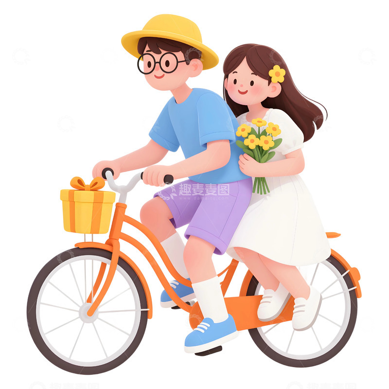 高清大图下载【趣麦麦图】女孩骑行插画素材23