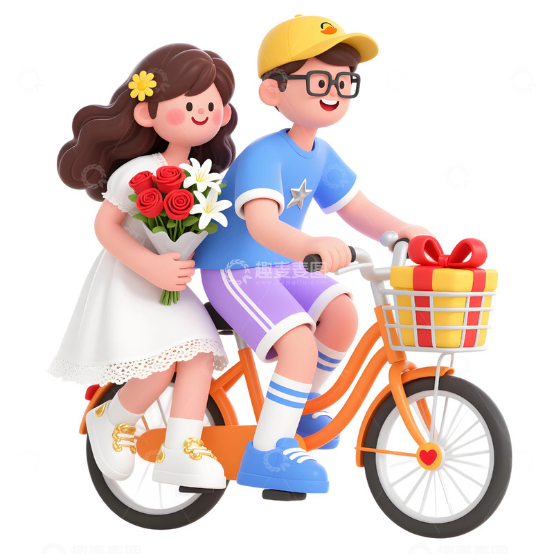 高清大图下载【趣麦麦图】女孩骑行插画素材54