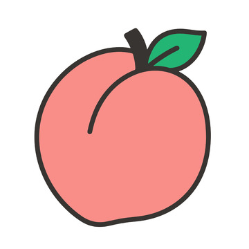 桃子图标的简约色彩