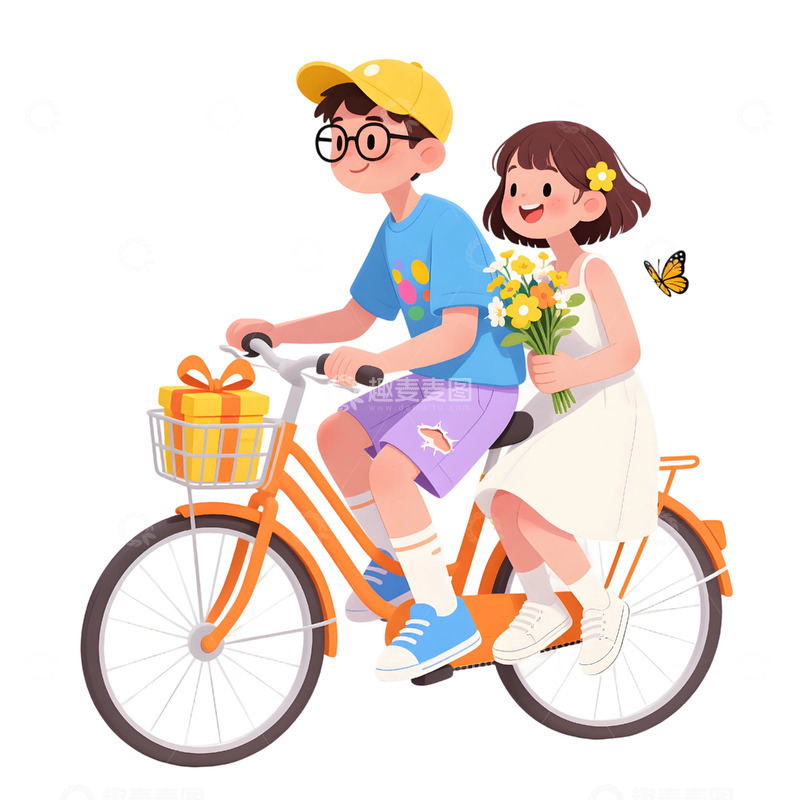 高清大图下载【趣麦麦图】女孩骑行插画素材34