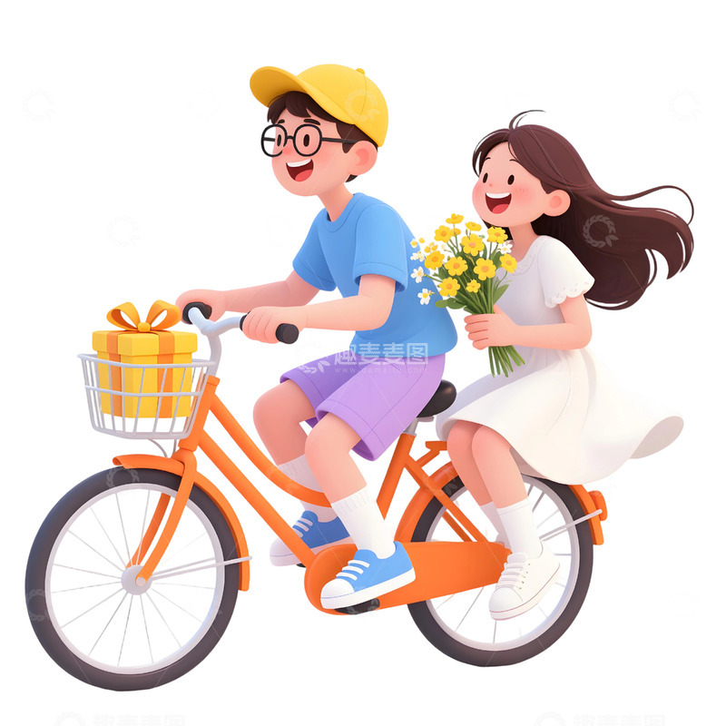 高清大图下载【趣麦麦图】女孩骑行插画素材83