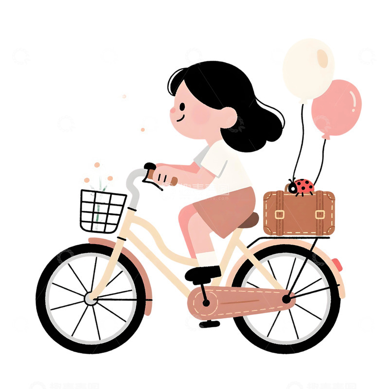 高清大图下载【趣麦麦图】女孩骑行插画素材92