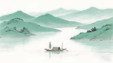 中式意境山水扁舟