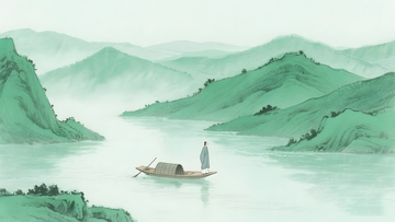 中式意境山水扁舟风景