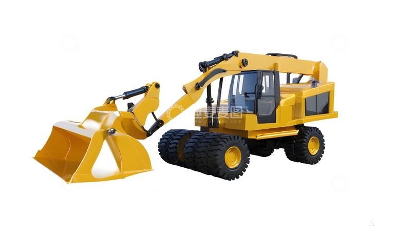 高清大图下载【趣麦麦图】黄色工程挖掘机模型展示