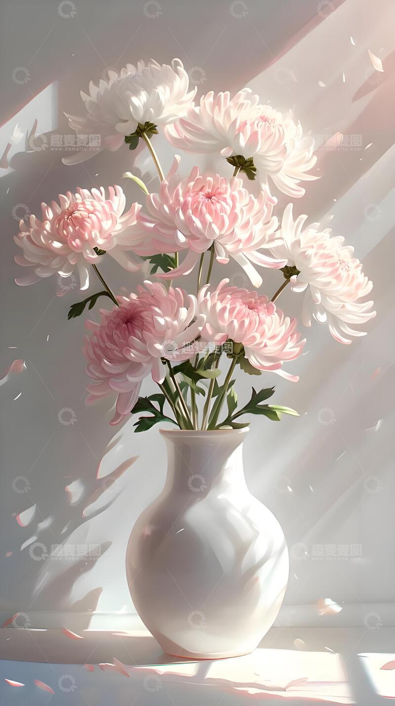 高清大图下载【趣麦麦图】-夏天治愈系菊花唯美素材图