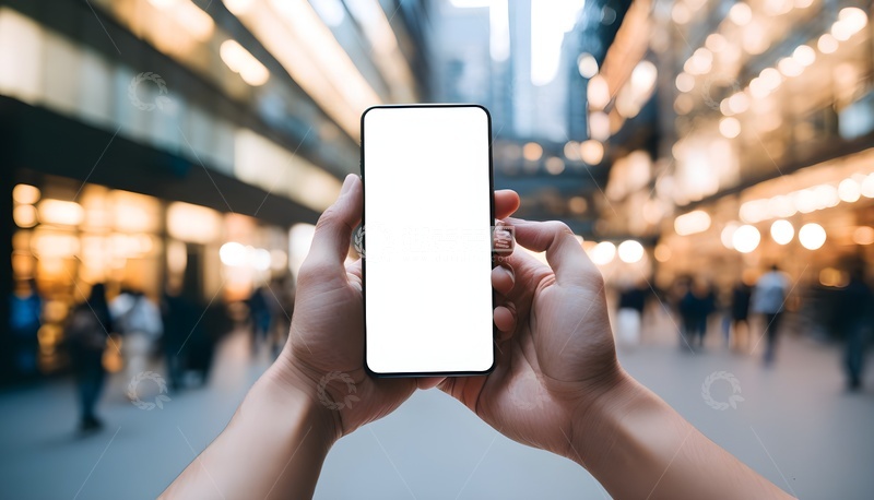 高清大图下载【趣麦麦图】手机持于城市背景前显科技感