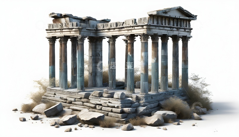 高清大图下载【趣麦麦图】古老石柱建筑遗迹显历史沧桑