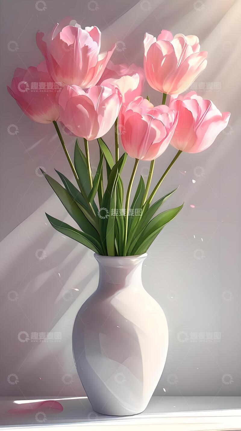 高清大图下载【趣麦麦图】夏天治愈系风郁金香壁纸