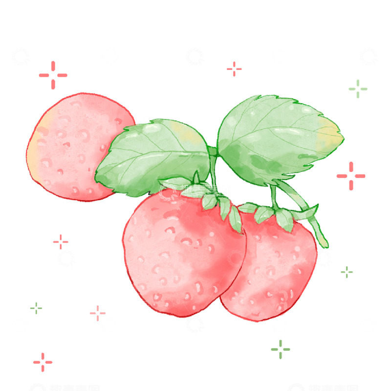 高清大图下载【趣麦麦图】水彩草莓元素