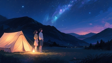 星空下的露营相伴壁纸
