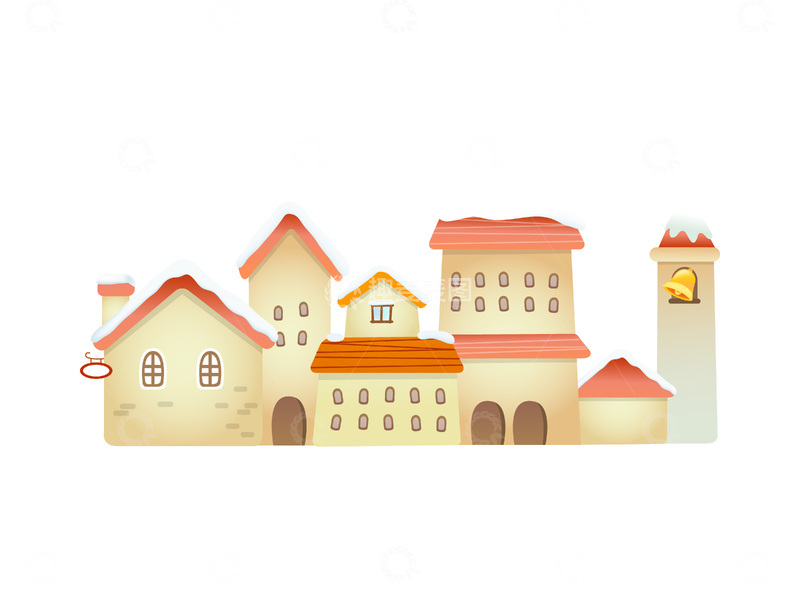 源文件下载【趣麦麦图】彩绘卡通城市城镇村庄房屋建筑线稿